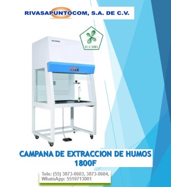 Dimensiones  internas 1680 x 730x 745 mm. Extractor centrifugal acoplado, velocidad ajustable a 9 niveles de 0.3-0.8 m/s Incluye Lampara fluorescente