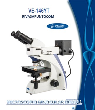 Triocular tipo Siedentpf inclinada 30° y giratoria 360° con ajuste de distancia interpupilar de 48 - 75 mm, adaptada a iluminador fluorescente y caj